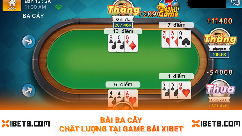 Bài ba cây chất lượng tại game bài Xibet