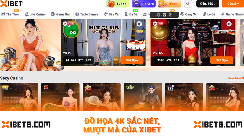 Đồ họa 4K sắc nét, mượt mà của Xibet