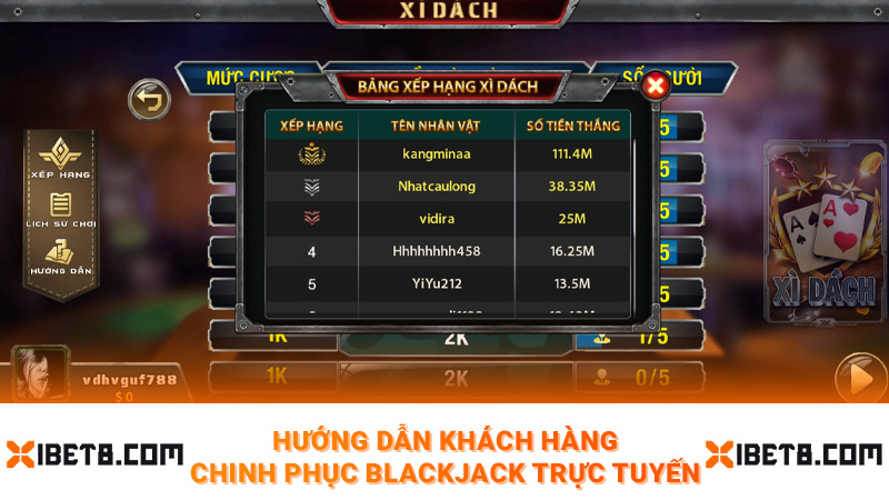 Hướng dẫn khách hàng chinh phục blackjack trực tuyến