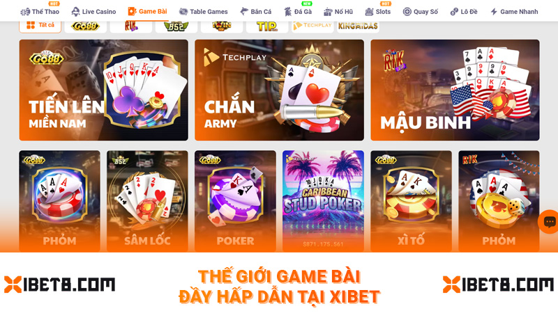 Thế giới game bài đầy hấp dẫn tại Xibet